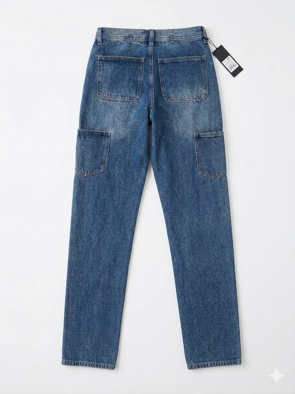 Fashion Nova- Stud-Trim Dark Blue Denim Jeans NWT - Picture 3 of 3